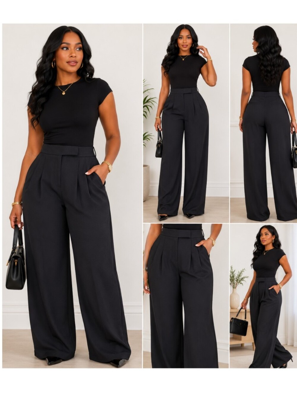 NWT Hunter & Brown‎ High-Rise Wide Leg Trousers — Charcoal